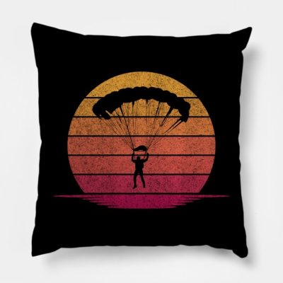 Awesome Funny Skydiving Gift Hobby Silhouette Suns Throw Pillow Official Skydiver Merch