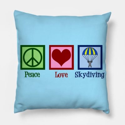 Peace Love Skydiving Throw Pillow Official Skydiver Merch