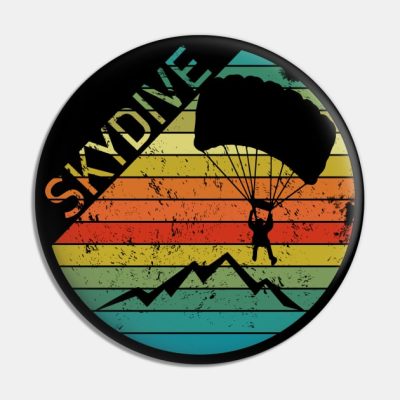 Retro Vintage Skydiver Skydiving Parachuting Skydi Pin Official Skydiver Merch