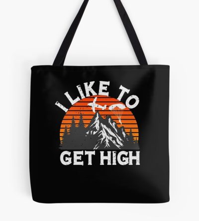 I Like To Get High Retro Skydiver Plane Skydiving Tote Bag Official Skydiver Merch