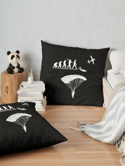 Skydiving Evolution Skydiver Parachuting Lover Throw Pillow Official Skydiver Merch