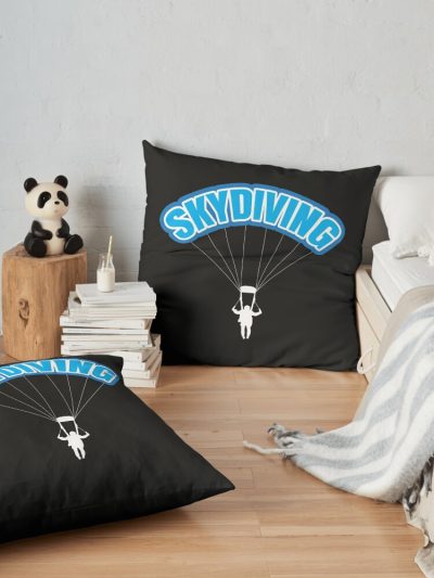 Skydiving Parachuting Skydiver, Parachute Throw Pillow Official Skydiver Merch