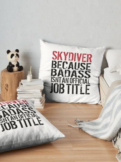 Badass Skydiver Throw Pillow Official Skydiver Merch