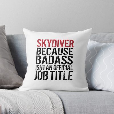 Badass Skydiver Throw Pillow Official Skydiver Merch