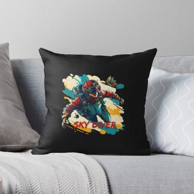 Vintage Skydiving Parachuting Retro Skydiver Throw Pillow Official Skydiver Merch