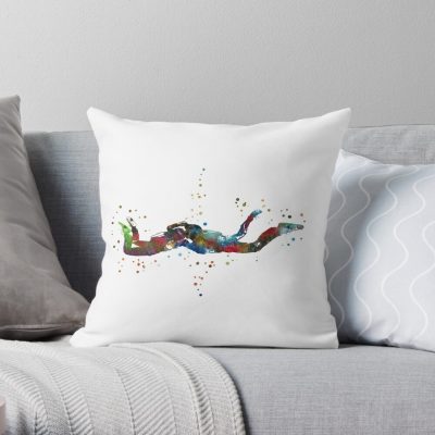 Couple Skydiving, Skydiver Couple Kissing Throw Pillow Official Skydiver Merch