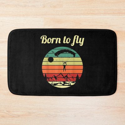 Paragliding Retro Paraglider Skydiver Parachute Bath Mat Official Skydiver Merch