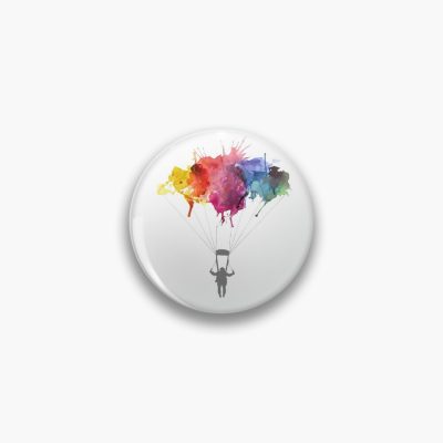 Skydiving, Skydiver Parachute, Parachuting. Watercolor Illustration Pin Official Skydiver Merch