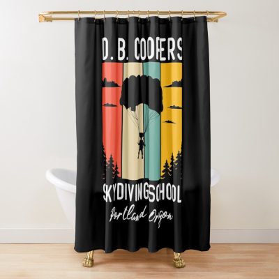 D. B. Coopers Skydiving School Portland ,D B Coopers Skydiving School Portland, Oregon Funny , Vintage Skydiving Funny Skydiver Retro Shower Curtain Official Skydiver Merch