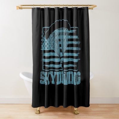 Skydiving American Flag Skydiver Shower Curtain Official Skydiver Merch