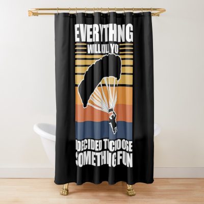 Parachutist Adrenaline Addicted Sky Diving Fan Shower Curtain Official Skydiver Merch