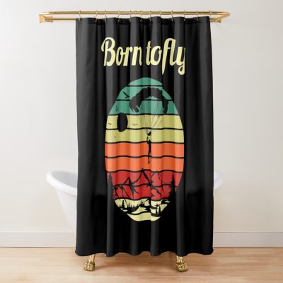 Paragliding Retro Paraglider Skydiver Parachute Shower Curtain Official Skydiver Merch