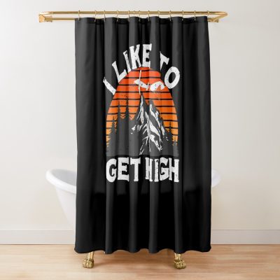 I Like To Get High Retro Skydiver Plane Skydiving Shower Curtain Official Skydiver Merch