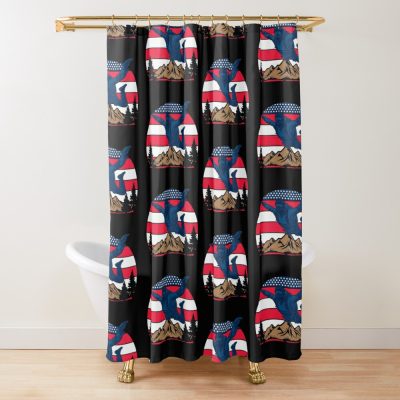 Patriotic Skydiver Us American Flag Freedom Skydiving Shower Curtain Official Skydiver Merch