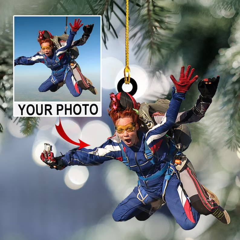 Personalized Photo Skydiving Ornament