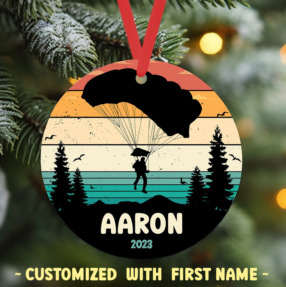 Skydiving Vintage Personalized Ornament