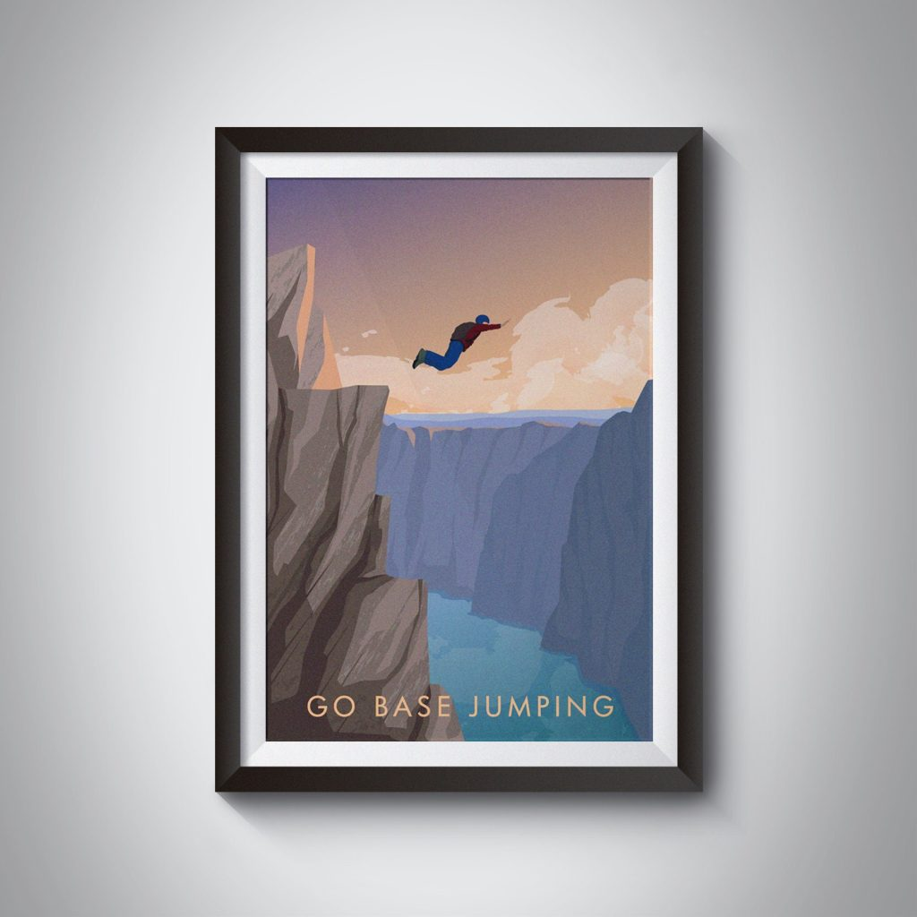 Skydiver Go Base Jumping Poster