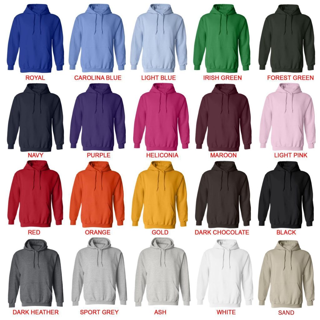 hoodie color chart - Skydiver Gifts Store