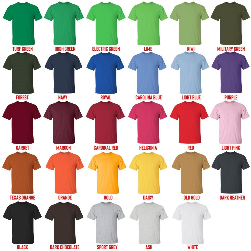 t shirt color chart - Skydiver Gifts Store